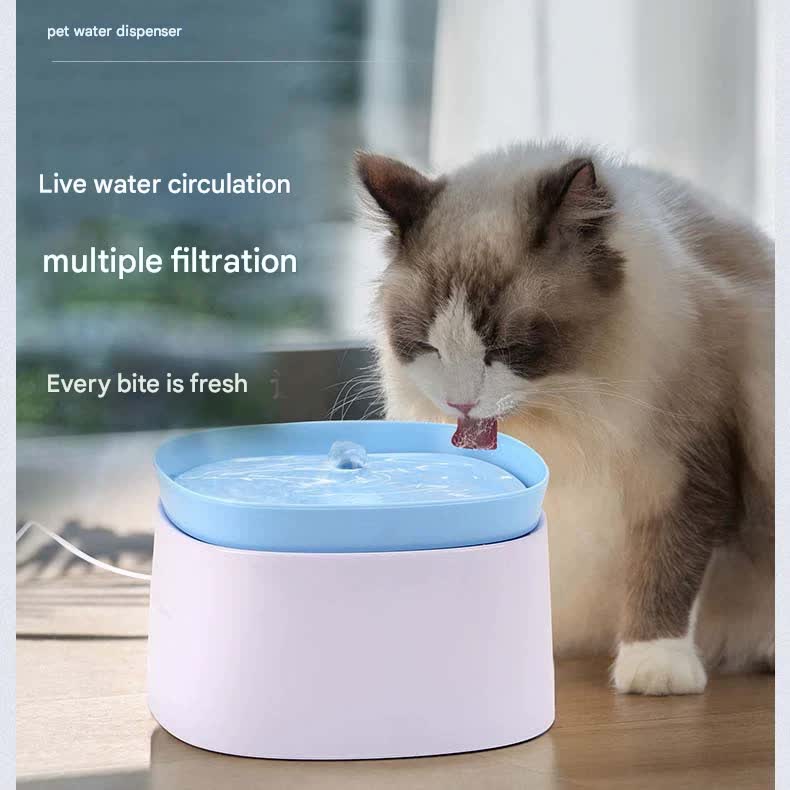 Automatic Pet Water Fountain Usb Powered Multi Stage Filtration Ultra Quiet 2L Capacity (Black)