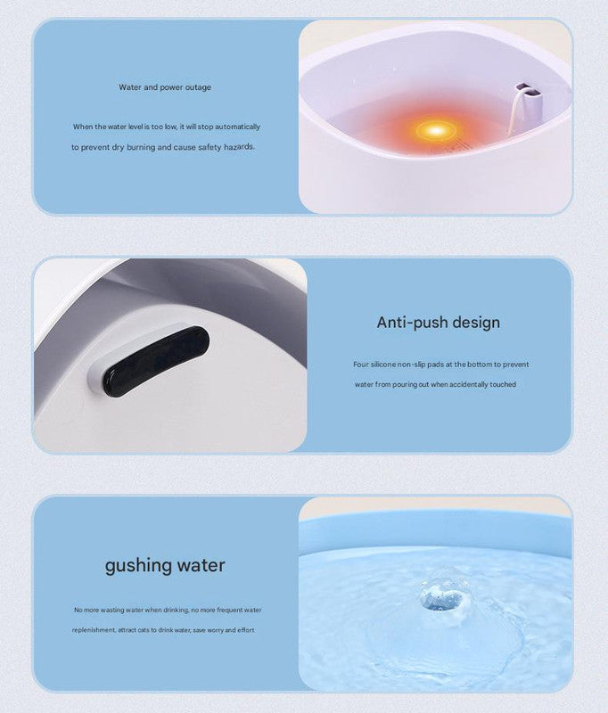 Automatic Pet Water Fountain Usb Powered Multi Stage Filtration Ultra Quiet 2L Capacity (Black)