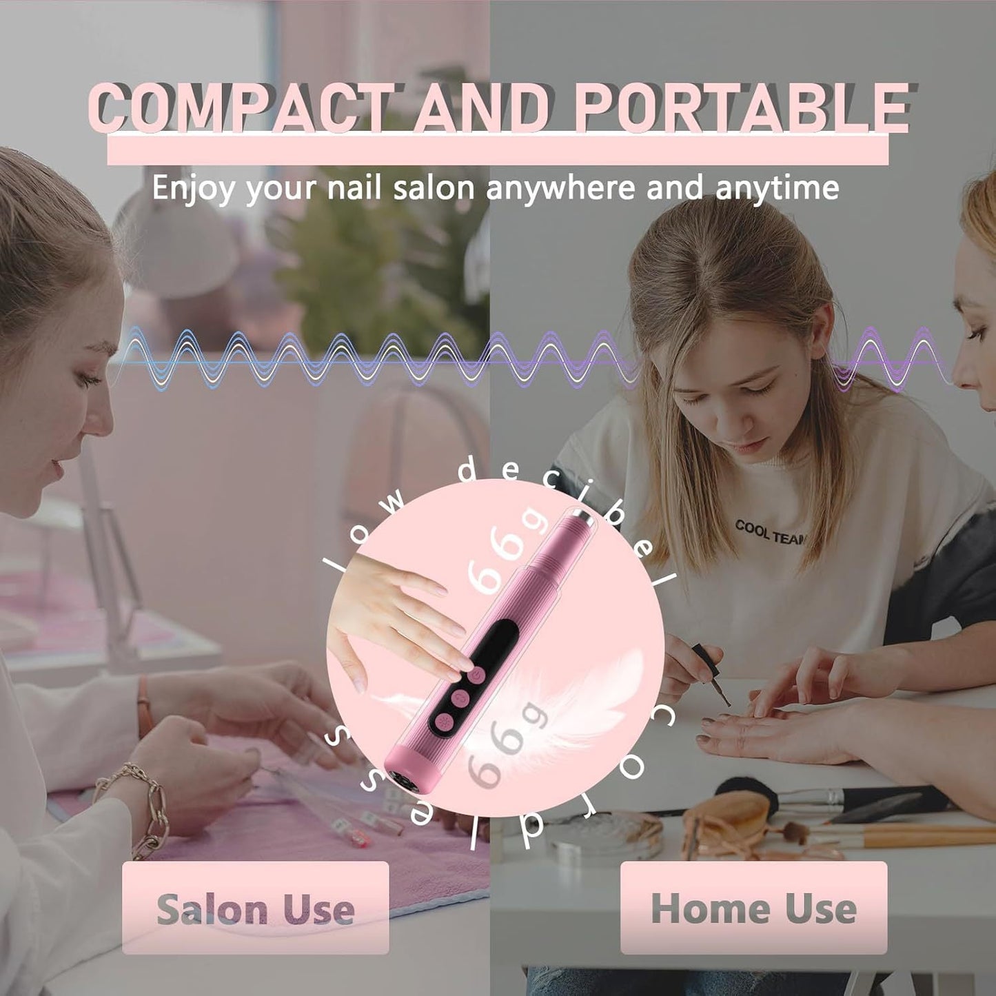 Cordless Electric Nail Drill Kit With Uv Lamp 0 20000Rpm Led Display 12 Bits(White)