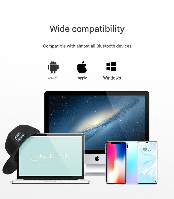 Wireless Bluetooth 5.0 Music Hat Outdoor Speaker Cap With Mic Sun Protection Breathable Fabric Black