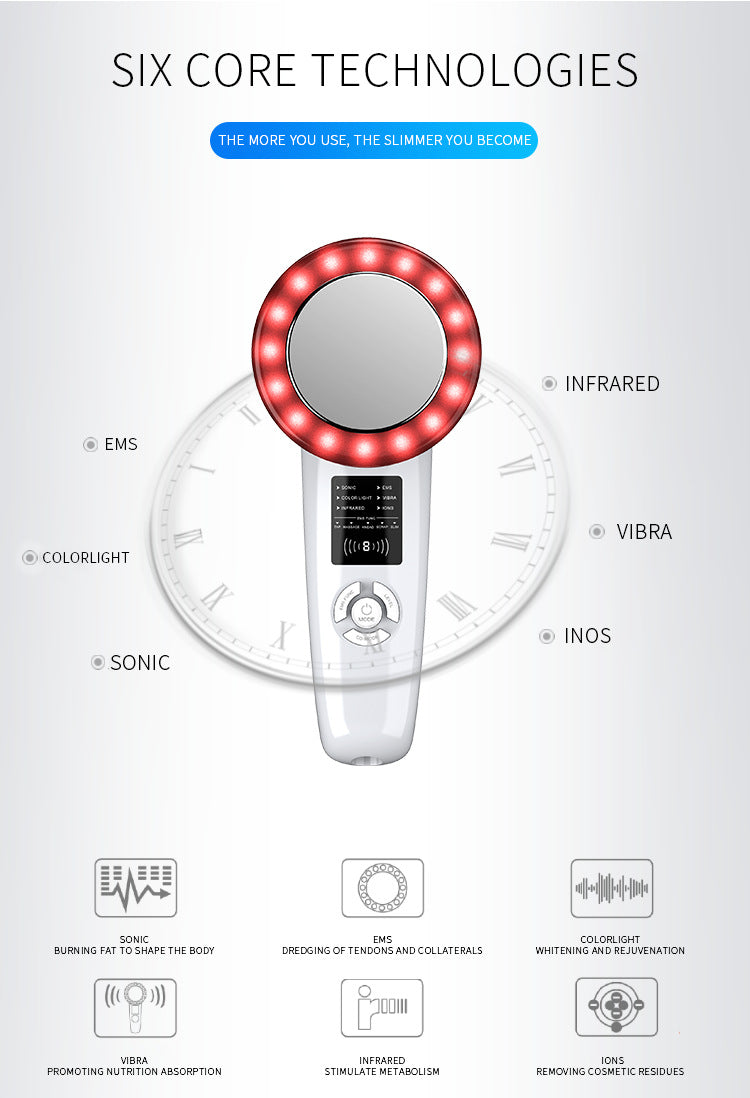 6 In 1 Ultrasonic Slimming & Beautifying Rf Device Body Sculpting Skin Rejuvenation (Black)