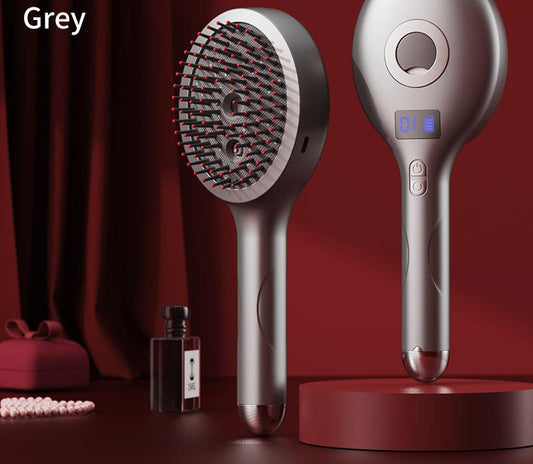 4 In 1 Spa Scalp Care Massage Comb Red Light Therapy Nano Steam & Vibration Usb Rechargeable (Grey)