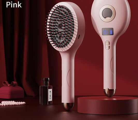 4 In 1 Spa Scalp Care Massage Comb Red Light Therapy Nano Steam & Vibration Usb Rechargeable (Pink)