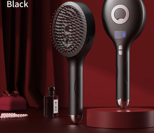4 In 1 Spa Scalp Care Massage Comb Red Light Therapy Nano Steam & Vibration Usb Rechargeable (Black)
