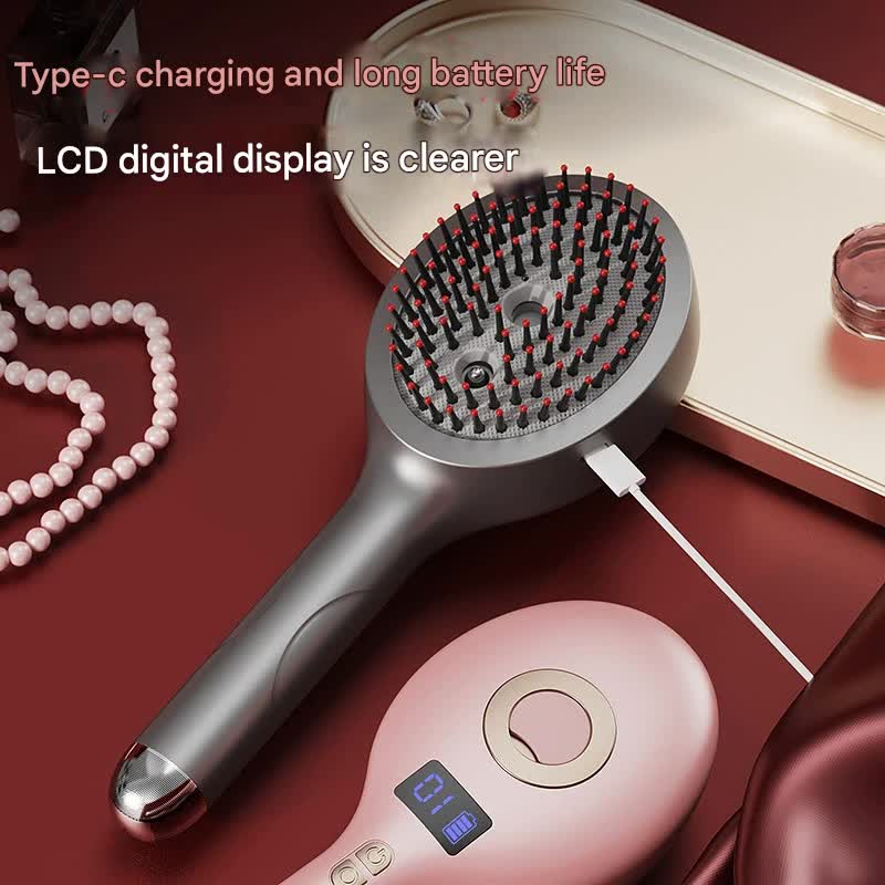 4 In 1 Spa Scalp Care Massage Comb Red Light Therapy Nano Steam & Vibration Usb Rechargeable (Black)