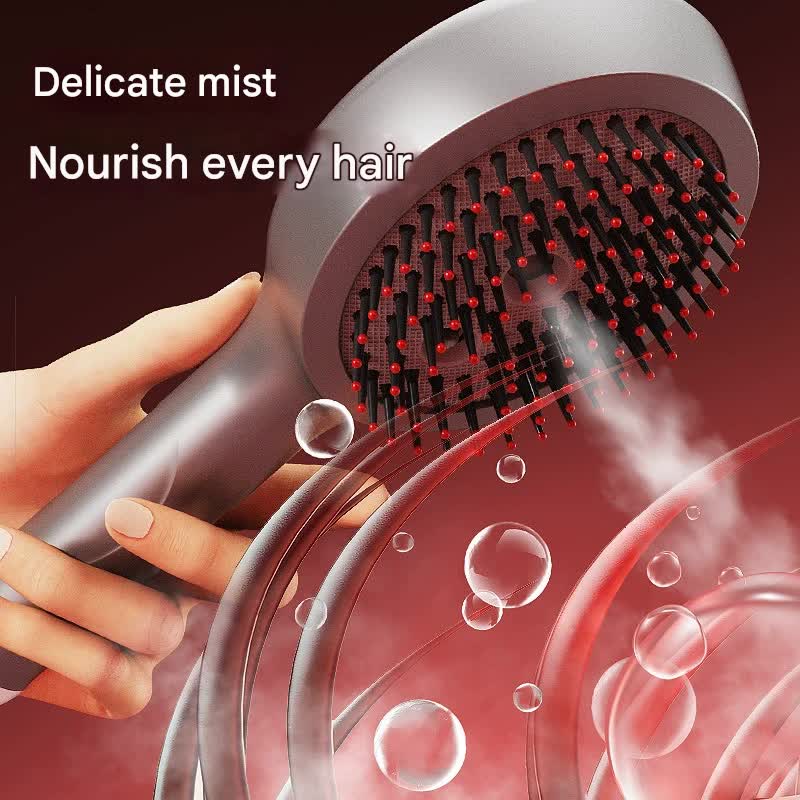 4 In 1 Spa Scalp Care Massage Comb Red Light Therapy Nano Steam & Vibration Usb Rechargeable (Black)