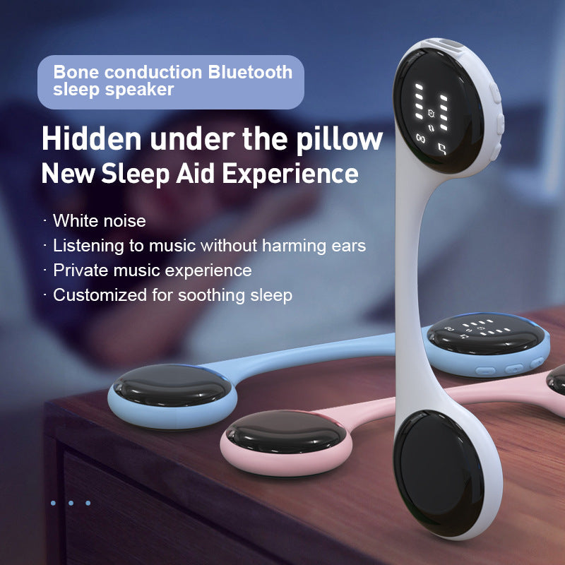 Under Pillow Bone Conduction Sleep Speaker Bluetooth 5.4 White Noise Tf Card Led Display Timer Pink