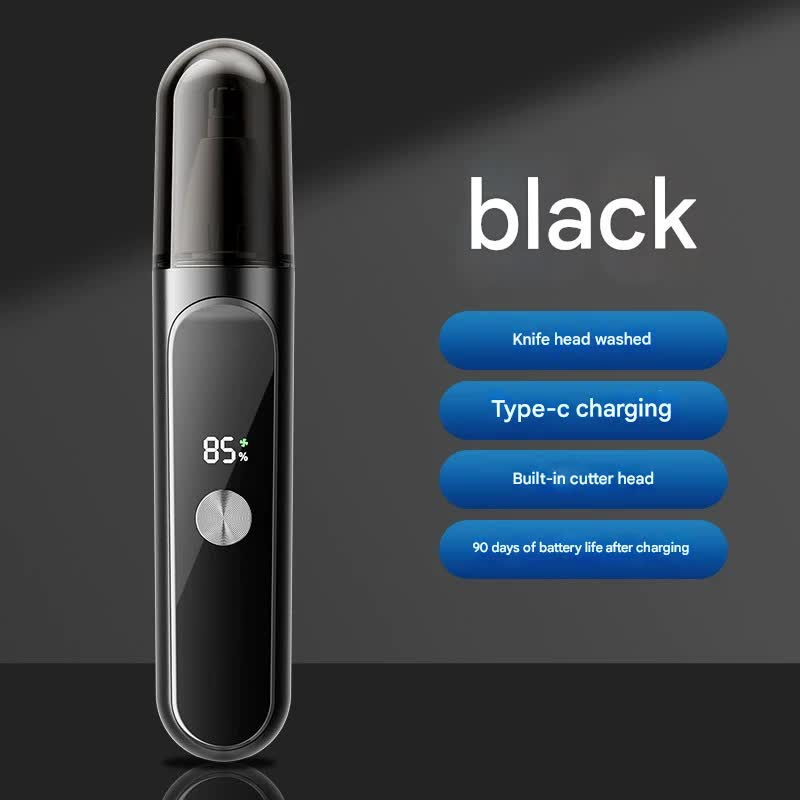 Electric Nose & Ear Hair Trimmer Usb C Rechargeable Led Display Washable 360Deg Head Low Noise(Black)