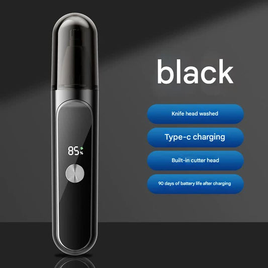 Electric Nose & Ear Hair Trimmer Usb C Rechargeable Led Display Washable 360Deg Head Low Noise(Black)