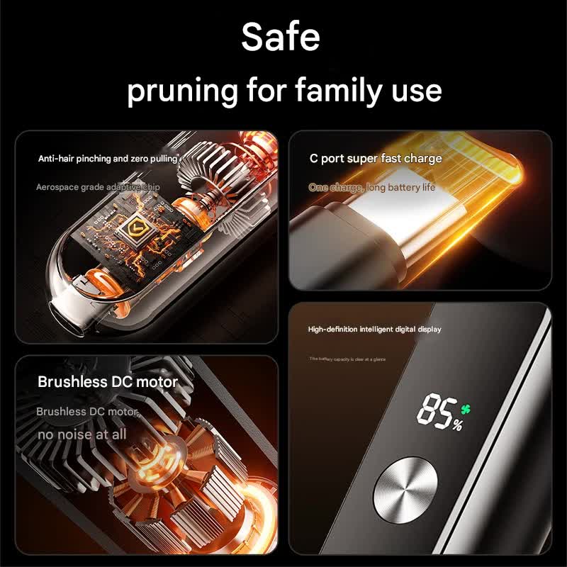 Electric Nose & Ear Hair Trimmer Usb C Rechargeable Led Display Washable 360Deg Head Low Noise(Black)