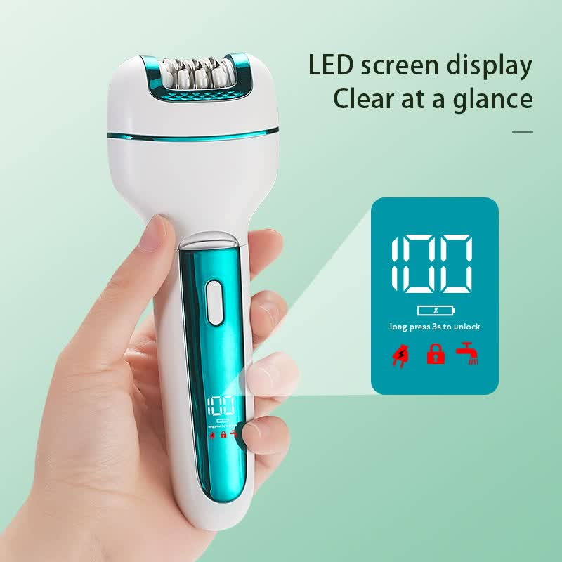 3 In 1 Ladies Electric Epilator Shaver & Callus Remover With Led Display Rechargeable Waterproof(Light Green)