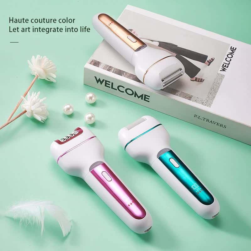 3 In 1 Ladies Electric Epilator Shaver & Callus Remover With Led Display Rechargeable Waterproof(Light Green)
