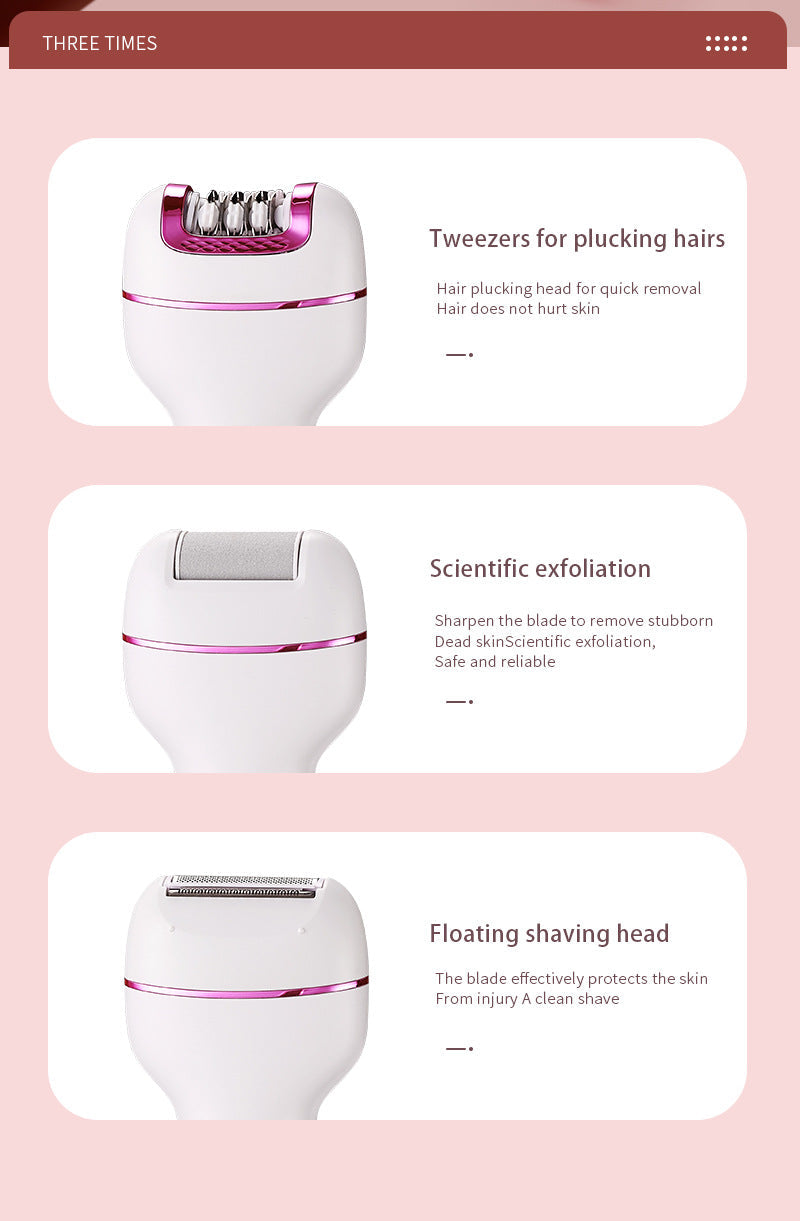 3 In 1 Ladies Electric Epilator Shaver & Callus Remover With Led Display Rechargeable Waterproof(Light Green)