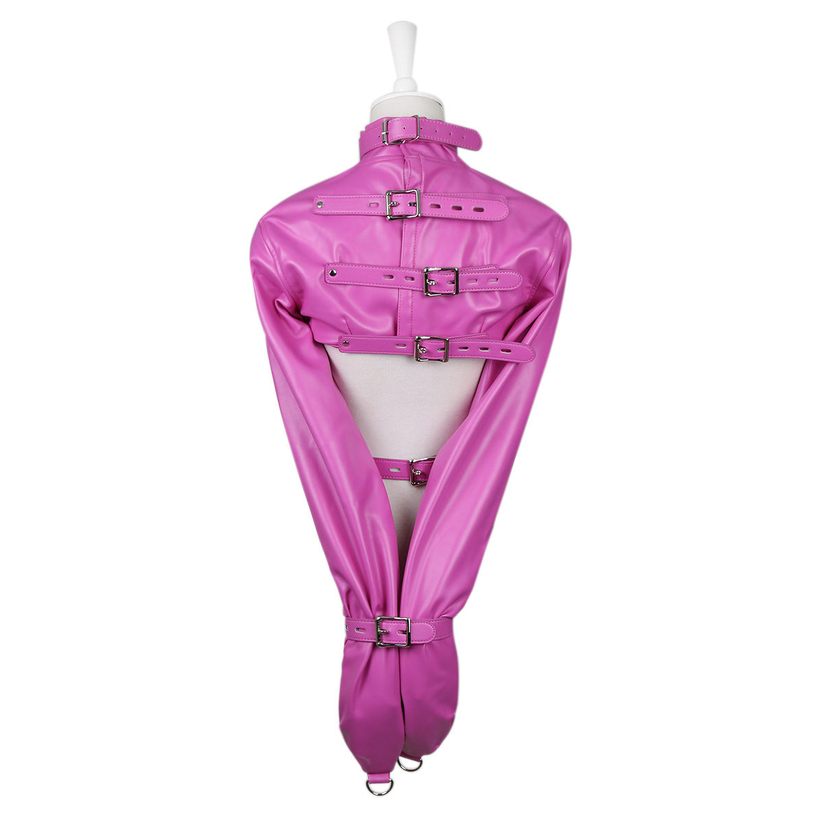 Pu Leather Straitjacket Style Arm Binder & Posture Corrector With Adjustable Straps Dark Pink