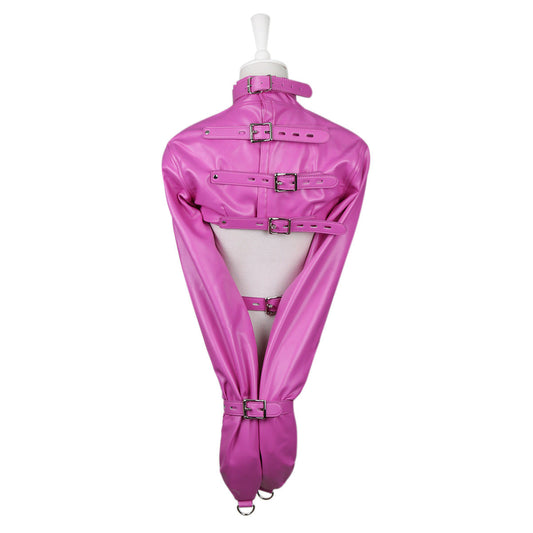 Pu Leather Straitjacket Style Arm Binder & Posture Corrector With Adjustable Straps Dark Pink
