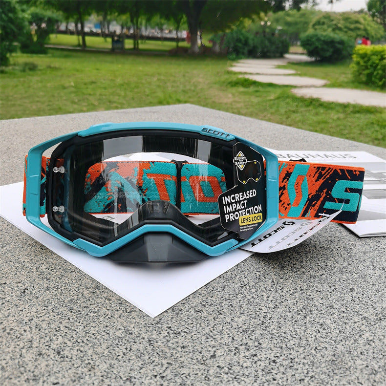 Elosung Performance Motocross & Off Road Goggles Increased Impact Protection With Lens Lock System(Light Blue Frame Tran