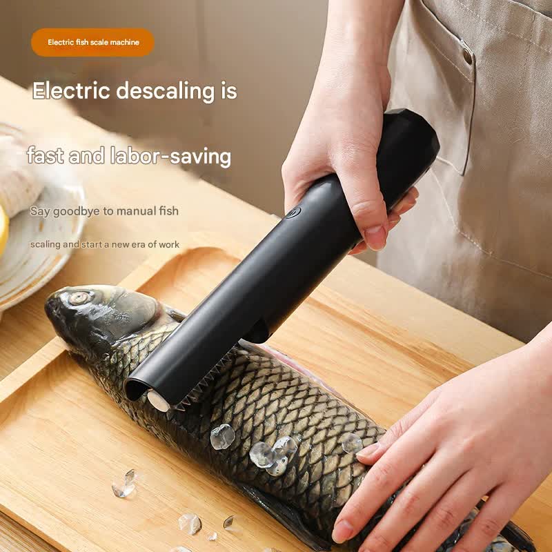 Electric Fish Scaler Waterproof Stainless Steel Brushless Motor Infinitely Variable Speed(Black)
