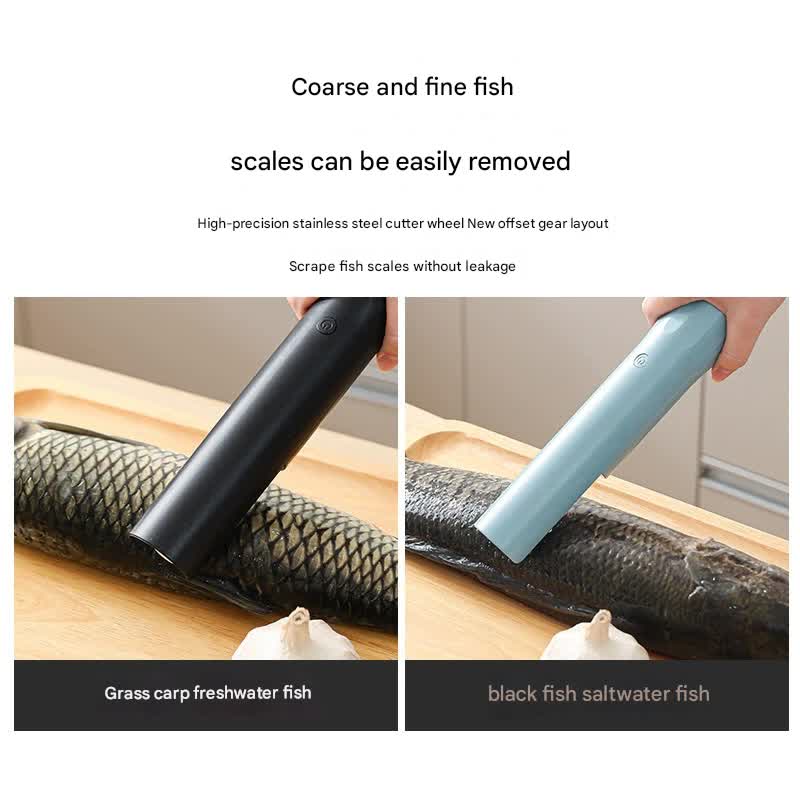 Electric Fish Scaler Waterproof Stainless Steel Brushless Motor Infinitely Variable Speed(Black)