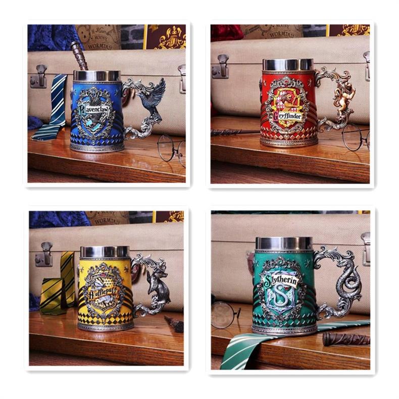 Collectible Fantasy House Crest Tankard Mug 600Ml Stainless Steel Lined Resin Beer Stein(Red)
