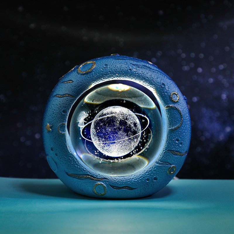 Celestial Ring Led Crystal Ball Lamp 3D Engraving Unique Gift (Walking In The Starry Sky)