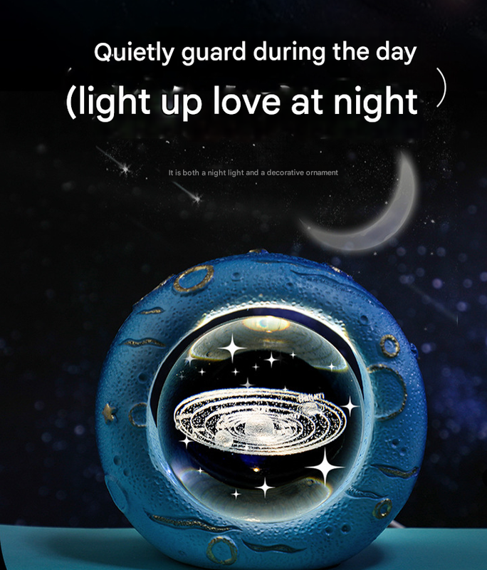 Celestial Ring Led Crystal Ball Lamp 3D Engraving Unique Gift (Walking In The Starry Sky)