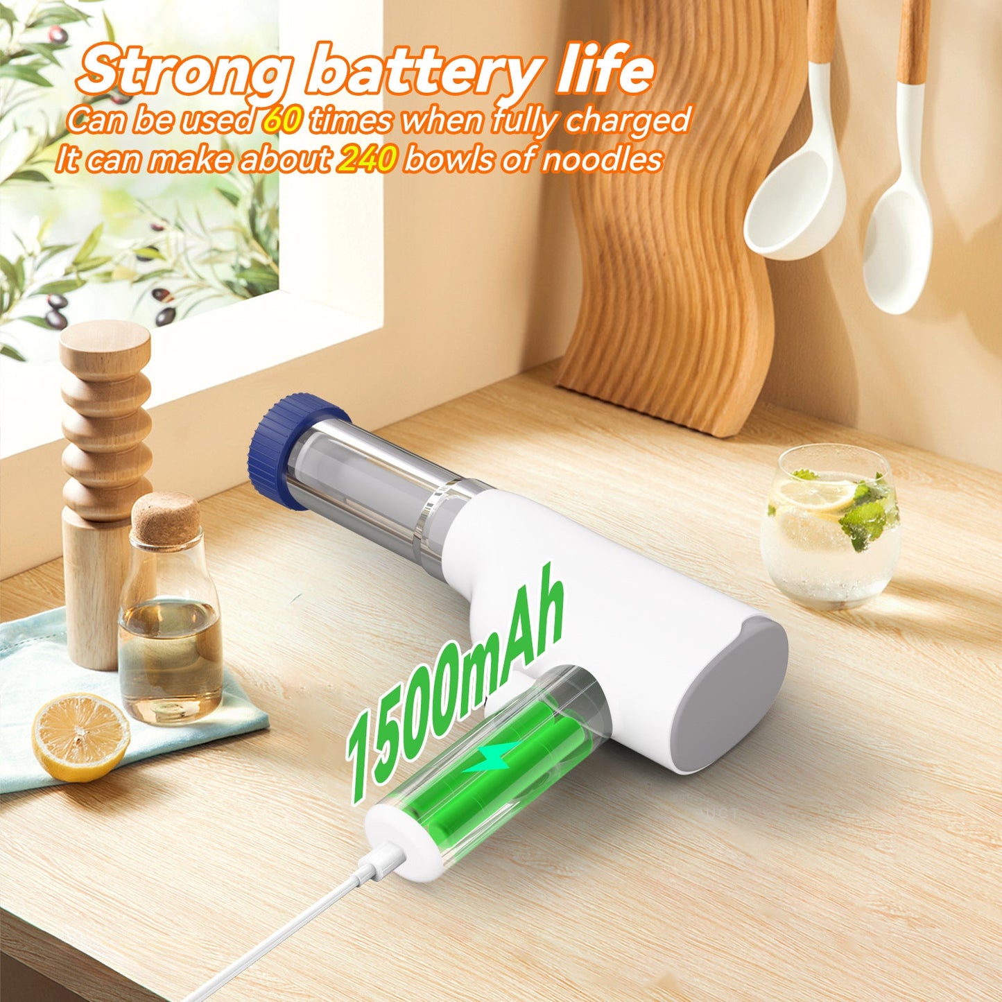 Blue Rechargeable Noodle Maker - Multiple Shaping Discs