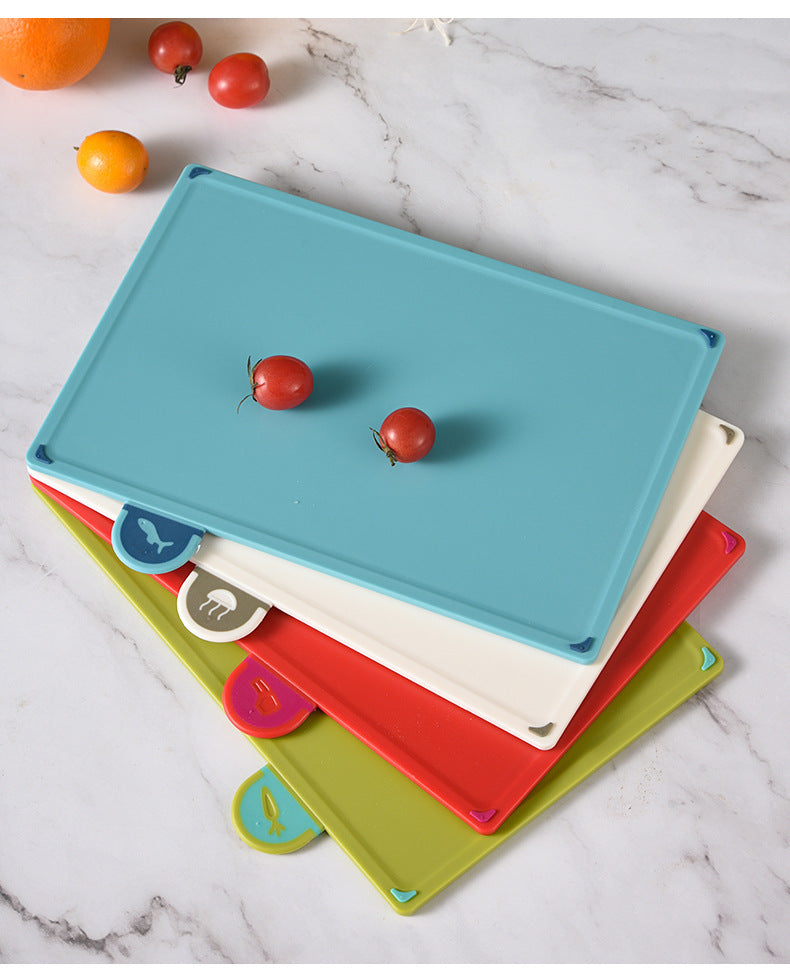 Colourful 4 Piece Coded Index Cutting Board Set With Storage Stand Food Safe Pp Non Slip Easy Clean Kitchen Chopping Boa