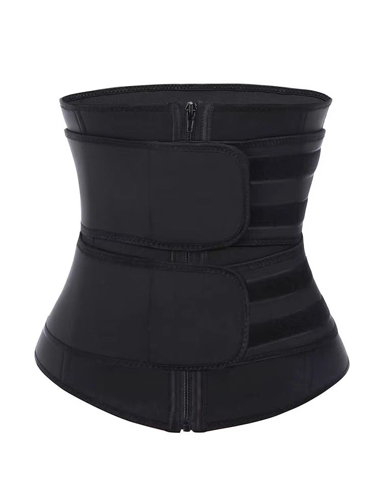 Size 5Xl Black Womens Sweat Enhancing Waist Trainer Belt Dual Strap Zipper Tummy Control Cincher