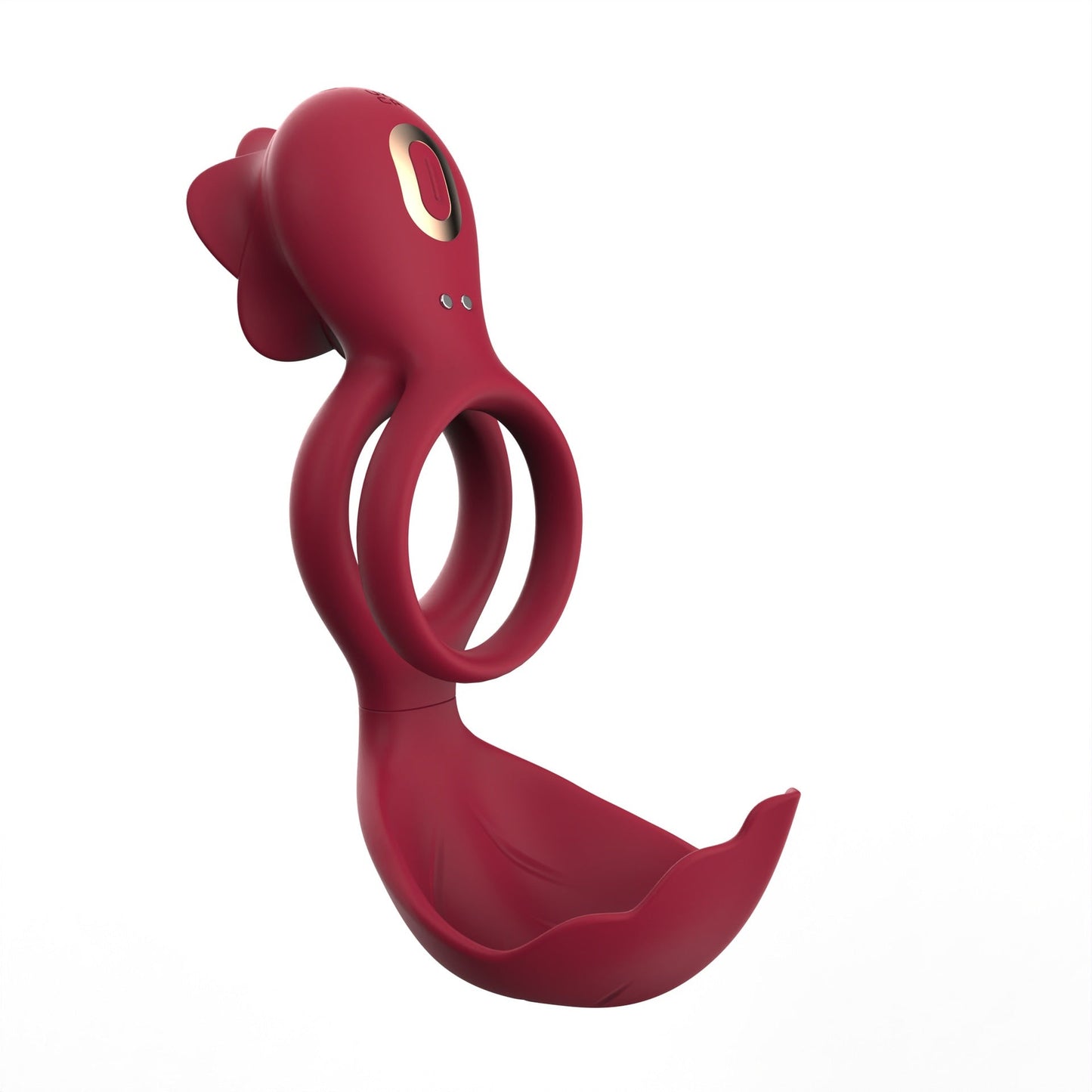 Red Romantic Rose Dual Motor Vibrating Couples Pleasure Ring Rechargeable Silicone Enhancer