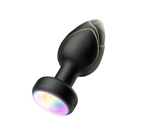 Black Luminous Led Vibrating Anal Plug With Wireless Remote 10 Speeds 7 Light Modes Waterproof Silicone