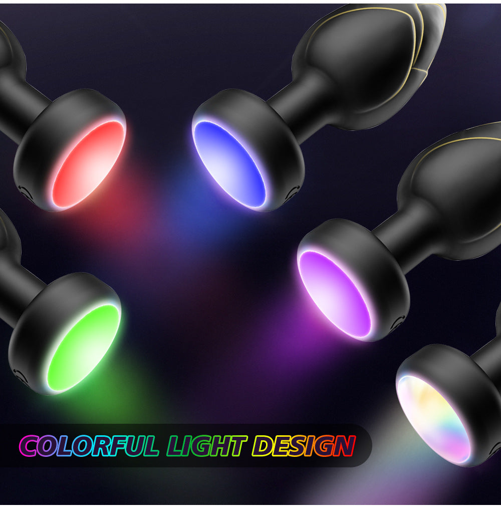 Black Luminous Led Vibrating Anal Plug With Wireless Remote 10 Speeds 7 Light Modes Waterproof Silicone