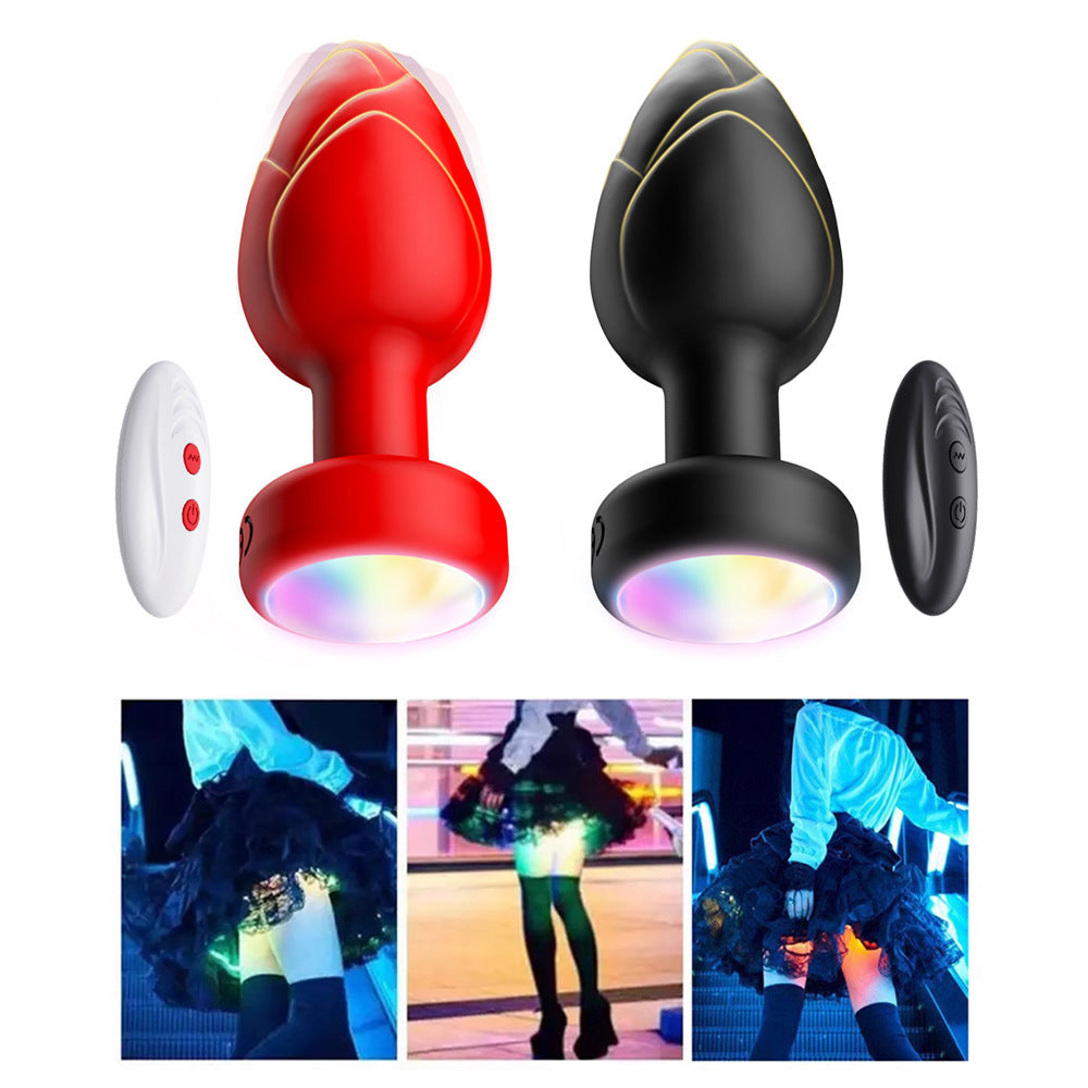 Red Luminous Led Vibrating Anal Plug With Wireless Remote - 10 Speeds 7 Light Modes Waterproof Silicone