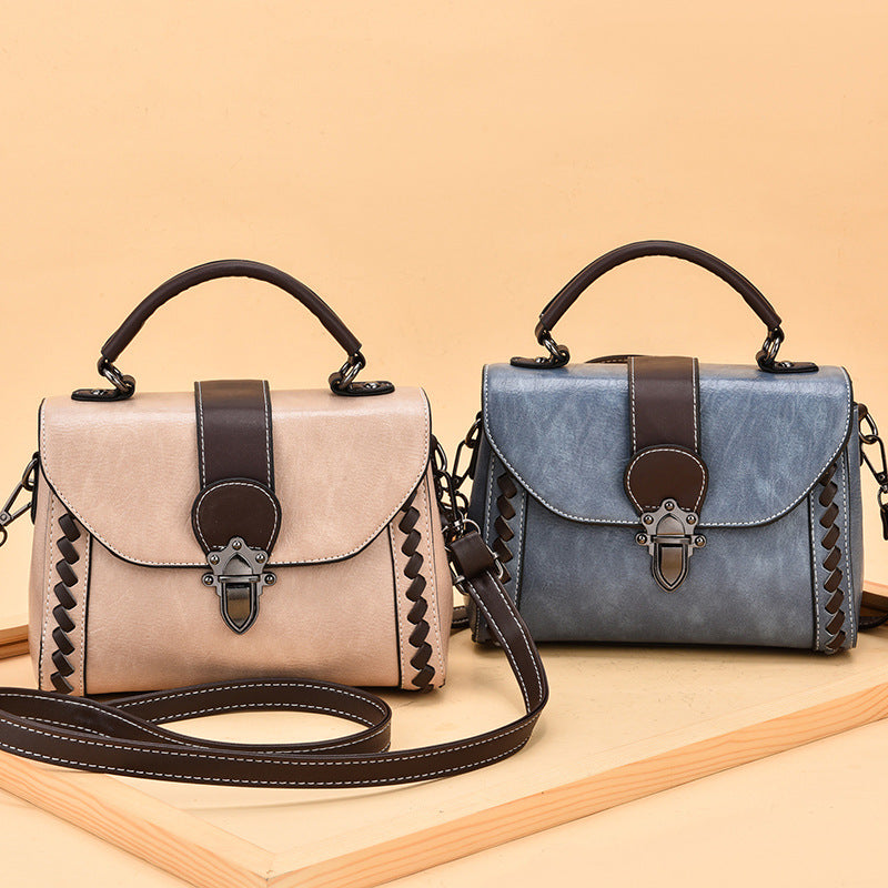 Black Elegant Women's Pu Leather Top Handle Satchel Versatile Crossbody Bag With Classic Clasp & Braided Detail