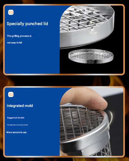 2 Pcs Size L Silver Rolling Stainless Steel Bbq Grill Basket Cylindrical Grilling Cage For Veggies Meats & More (304 Foo