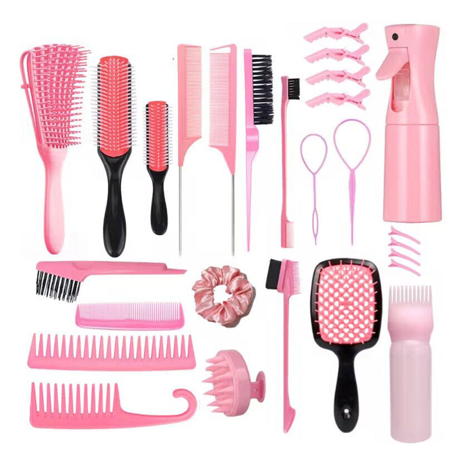 Purple Ultimate 27 Piece Hair Styling & Care Kit Detangling Brushes Combs Scalp Massager Salon Accessories