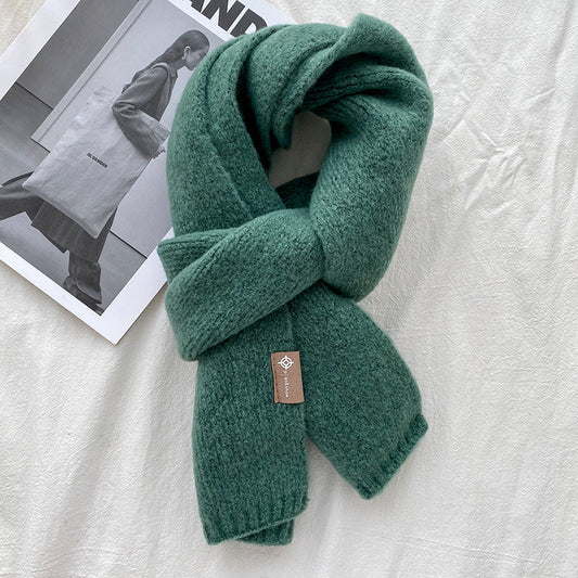 Dark Green Luxuriously Soft Wool Blend Knit Scarf Cozy Warm Solid Colour Unisex Winter Essential