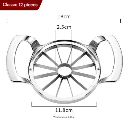 Silver Premium Apple Slicer Corer Heavy Duty Stainless Steel Fruit Cutter 12-Slice Divider Kitchen Gadget