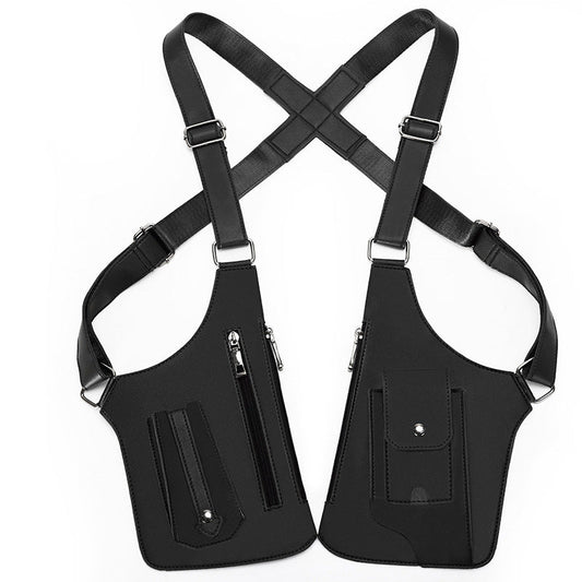Black Urban Tactical Anti Theft Shoulder Holster Bag Secure Multi Pocket Chest Rig For Men