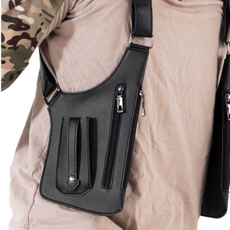 Black Urban Tactical Anti Theft Shoulder Holster Bag Secure Multi Pocket Chest Rig For Men