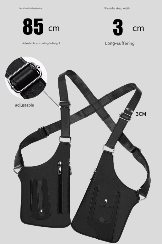 Black Urban Tactical Anti Theft Shoulder Holster Bag Secure Multi Pocket Chest Rig For Men