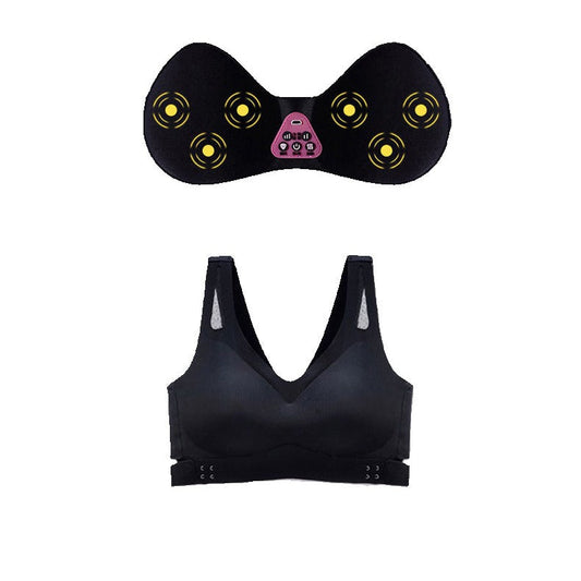 Size L Black Wireless Electric Breast Massager Bra - 5 Modes Vibration & 3 Heat Levels For Lifting Comfort Wellness