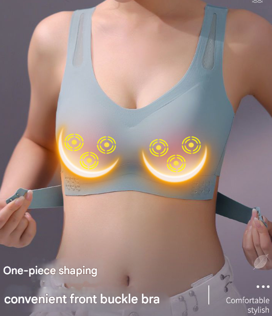 Size L Black Wireless Electric Breast Massager Bra - 5 Modes Vibration & 3 Heat Levels For Lifting Comfort Wellness