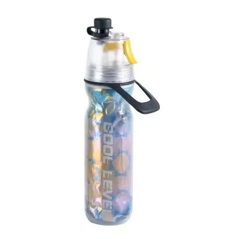 Yellow 500Ml Insulated Sports Water Bottle With Cooling Mist - Triple-Layer Design Keeps Drinks Cold For Hours Portable