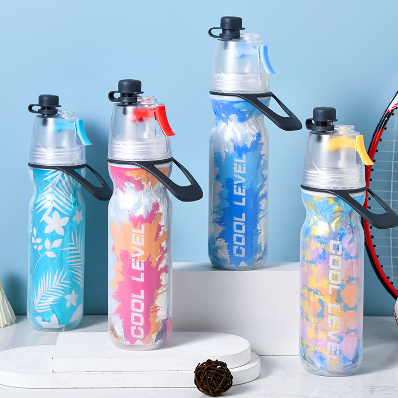 Yellow 500Ml Insulated Sports Water Bottle With Cooling Mist - Triple-Layer Design Keeps Drinks Cold For Hours Portable
