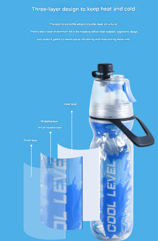 Yellow 500Ml Insulated Sports Water Bottle With Cooling Mist - Triple-Layer Design Keeps Drinks Cold For Hours Portable