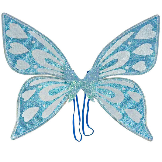 Blue Sparkling Fairy Wings Lightweight Glitter Butterfly Costume Accessory For Kids & Adults