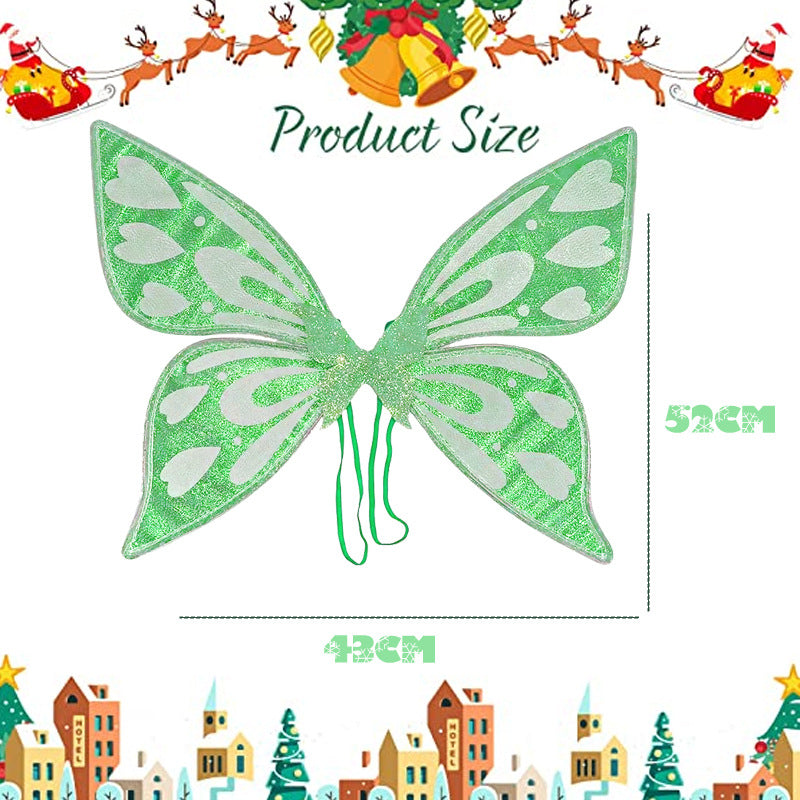 Blue Sparkling Fairy Wings Lightweight Glitter Butterfly Costume Accessory For Kids & Adults