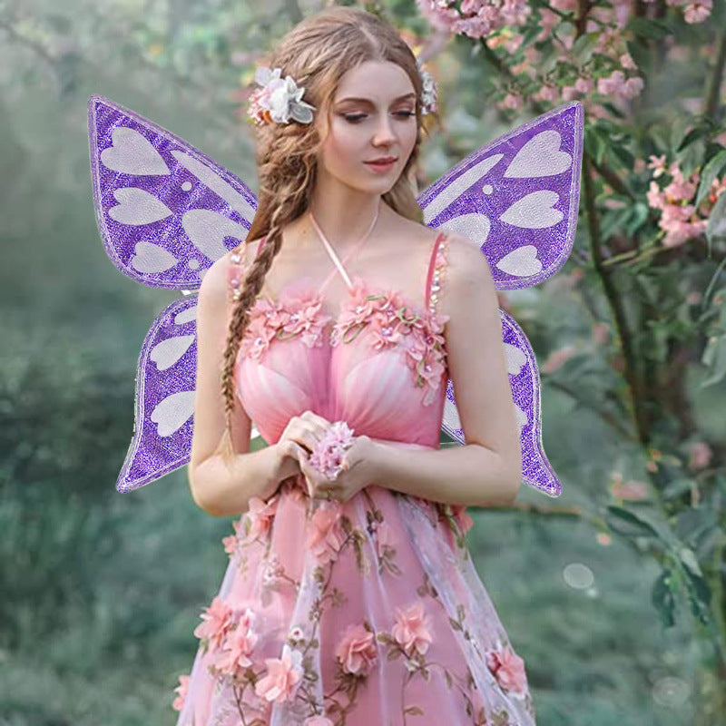 Blue Sparkling Fairy Wings Lightweight Glitter Butterfly Costume Accessory For Kids & Adults