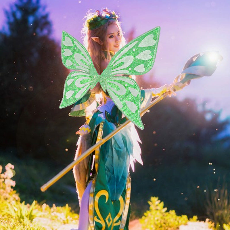 Blue Sparkling Fairy Wings Lightweight Glitter Butterfly Costume Accessory For Kids & Adults