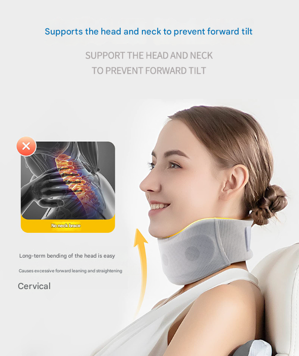 Size Xl Orange Ergonomic Neck Support Brace Soft Cervical Collar For Posture Correction And Pain Relief